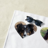 Fotosjablonen voor hartvorm met poten en naam strandlaken (In situ)