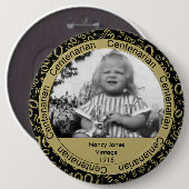 Fotosjabloon: 100e verjaardag honderdjarig goud ronde button 6,0 cm (Voorkant /achterkant)