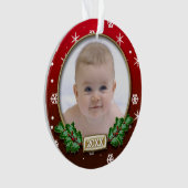 Fotosjabloon | Baby's 1st Christmas (rood) Ornament (voorkant)