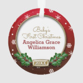 Fotosjabloon | Baby's 1st Christmas (rood) Ornament (achterkant)
