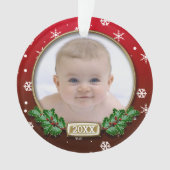 Fotosjabloon | Baby's 1st Christmas (rood) Ornament (voorkant)