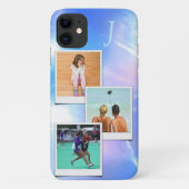 Fotosjabloon Blauw Marmer Roze Hue Monogram Case-Mate iPhone Case (Achterkant)