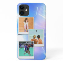 Fotosjabloon Blauw Marmer Roze Hue Monogram