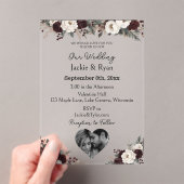 Fotosjabloon Botanische doorschijnende bruiloft Acryl Uitnodigingen (Insitu (Draagbaar))