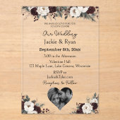 Fotosjabloon Botanische doorschijnende bruiloft Acryl Uitnodigingen (Voorkant)