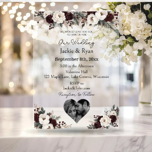 Fotosjabloon Botanische doorschijnende bruiloft Acryl Uitnodigingen