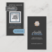 Fotosjabloon donkergrijs + blauw Visitekaartje (Voorkant / Achterkant)