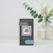 Fotosjabloon donkergrijs + blauw Visitekaartje (Staand voorkant)