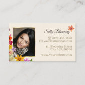 Fotosjabloon Elegante Wildflower Gold Cream Visitekaartje (Achterkant)