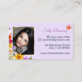 Fotosjabloon Elegante Wildflowers Goud Lila Chic Visitekaartje (Achterkant)