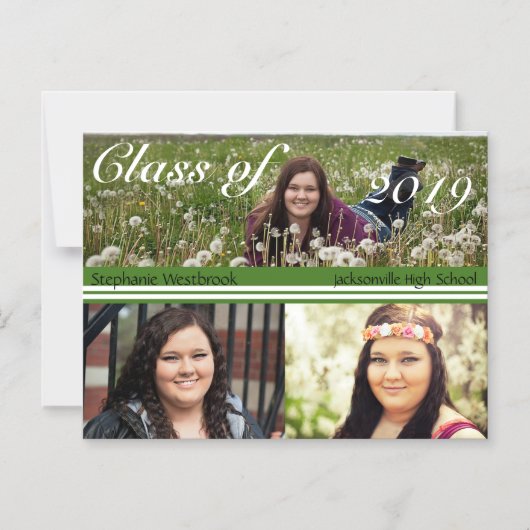 Fotosjabloon Groen Wit Afstuderen Aankondiging (Voorkant)