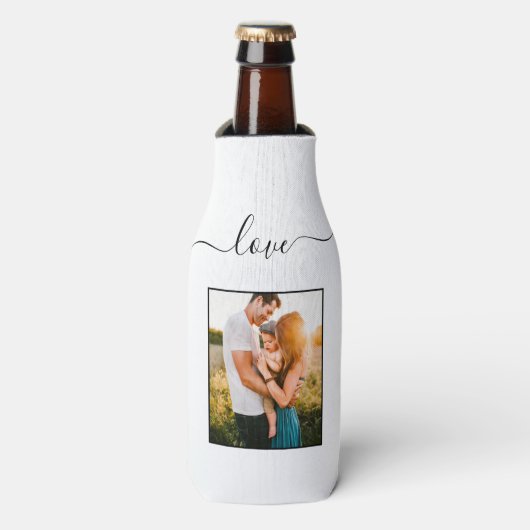 Fotosjabloon liefdestekst Witte bier Kooler Flesjeskoeler (Fles Voorkant)