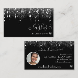 Fotosjabloon  Silver Drips Glitter Rain Visitekaartje