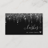 Fotosjabloon  Silver Drips Glitter Rain Visitekaartje (Voorkant)