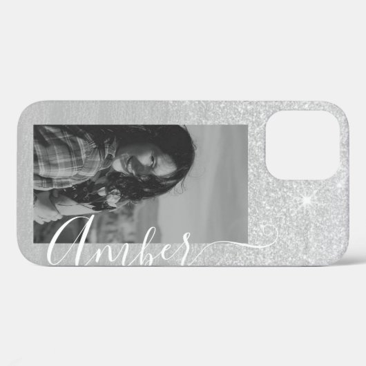 Fotosjabloon Silver Glitter Hand Lettert Custom Case-Mate iPhone Case (Achterkant (horizontaal))