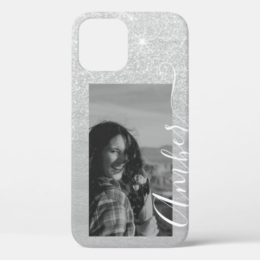 Fotosjabloon Silver Glitter Hand Lettert Custom Case-Mate iPhone Case (Achterkant)