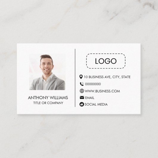 Fotosjabloon Simple Generic Modern White Visitekaartje (Voorkant)
