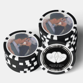 Fotosjabloon van de bruid en de bruom pokerchips