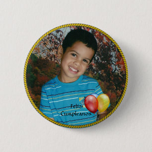 Fotosjabloon van Feliz Cumpleanos Circle Ronde Button 5,7 Cm