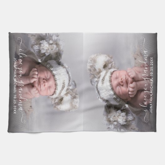 Fotosjabloon van wie ik hou van oma Kitchen Towel Theedoek (Horizontaal)