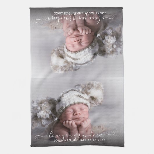 Fotosjabloon van wie ik hou van oma Kitchen Towel Theedoek (Verticaal)