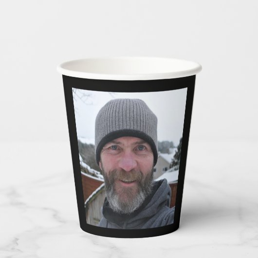 Fotosjabloon Verjaardagsfeestje Zwart Goud Elk Jaa Papieren Bekers (Achterkant)