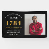 Fotosjabloon Verjaardagsfeestje Zwart Goud Elk Jaa Spandoek (Horizontaal)