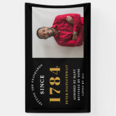 Fotosjabloon Verjaardagsfeestje Zwart Goud Elk Jaa Spandoek (Verticaal)