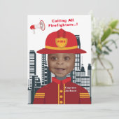 Fotosjabloon voor brandweercabines Birthday Kaart (Staand voorkant)