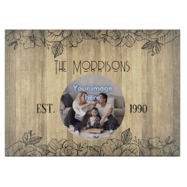Fotosjabloon voor de familie Rustic Floral Jubileu Snijplank