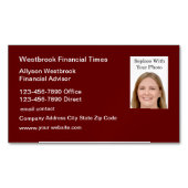 Fotosjabloon voor financieel adviseur magnetisch visitekaartje (Voorkant)
