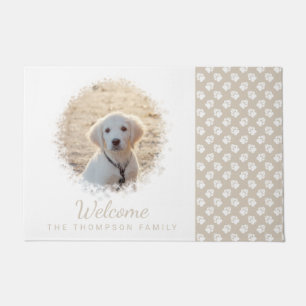 Fotosjabloon voor gezelschapsdieren in beige en wi deurmat