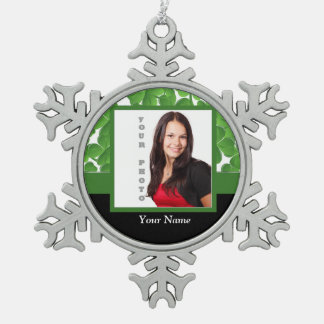 Fotosjabloon voor groene shamrock tin sneeuwvlok ornament