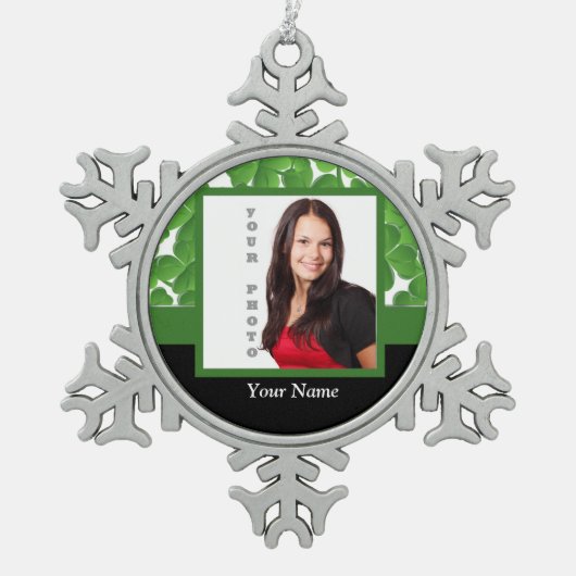 Fotosjabloon voor groene shamrock tin sneeuwvlok ornament (Voorkant)