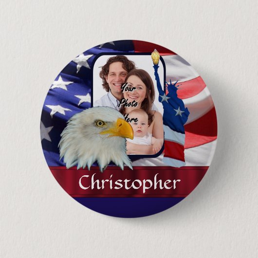 Fotosjabloon voor patriottisch Amerikaans pictogra Ronde Button 5,7 Cm (Voorkant)
