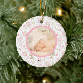 Fotosjabloon voor roze Teddy Bears en Balloons Keramisch Ornament
