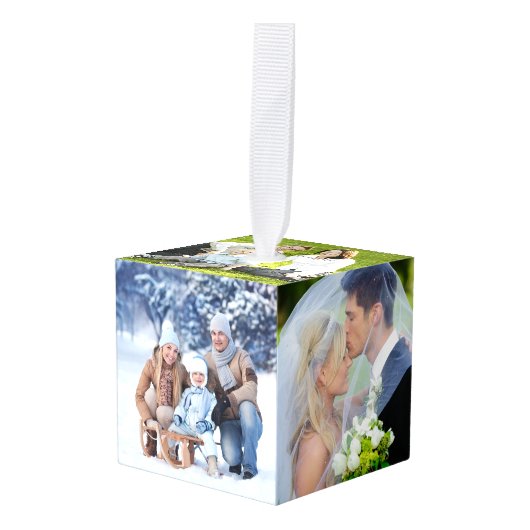 Fotosjabloon voor speciale kerstfeestdag kubus ornament (Voorkant hoekig)