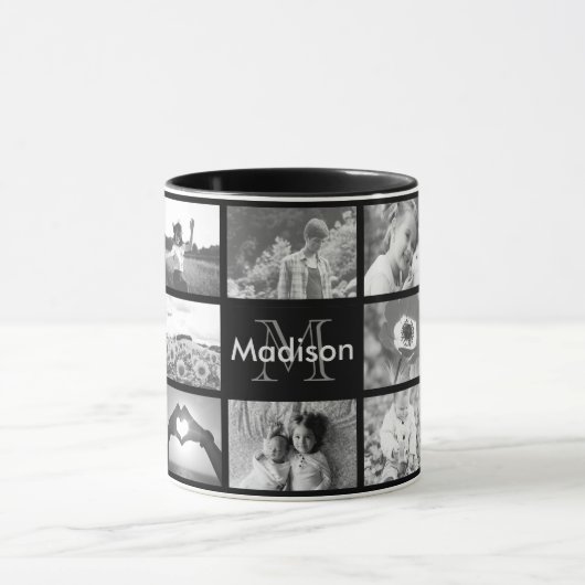 Fotosjabloon voor zwart-wit monogrammen mok (Midden)