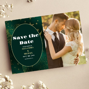 FotoSmaragdgroen Goud Hemels Huwelijk Save The Date
