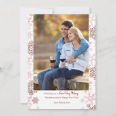 Fotosneeuw Zeer Merry Script Red Snowflake Feestdagenkaart (Voorkant)