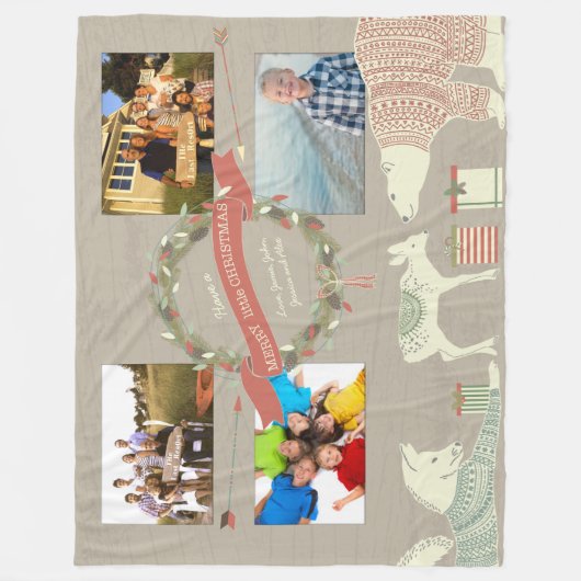 Foto'sRustic Polar Beer Fawn Fox Kerstpattern Fleece Deken (Voorkant)