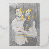 Fotostellen Shower Engagement Party Gold Folie Uitnodiging (Voorkant)