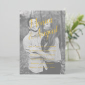 Fotostellen Shower Engagement Party Gold Folie Uitnodiging (Staand Voorkant)