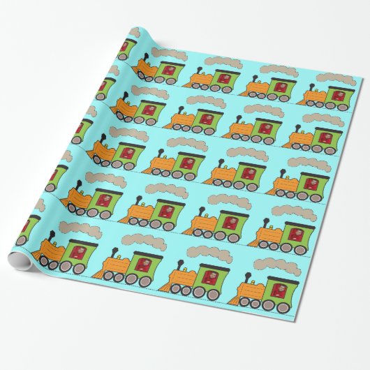 Fotostoomtrain Choo Choo Wrapper Paper Cadeaupapier (Uitgerold)