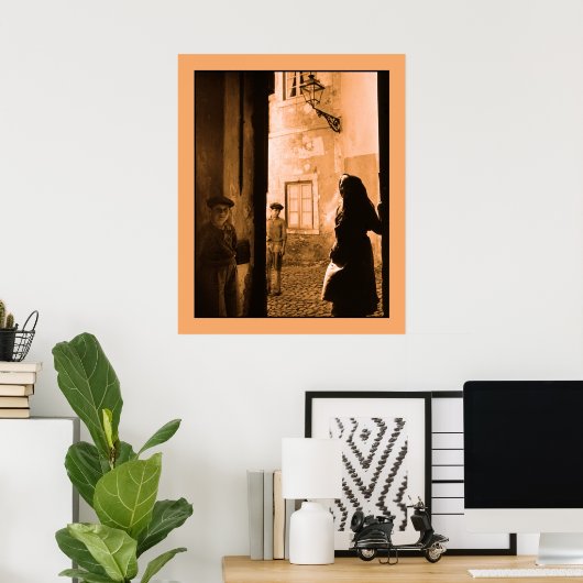  fotostraatscene in Alfama Poster (Thuiskantoor)