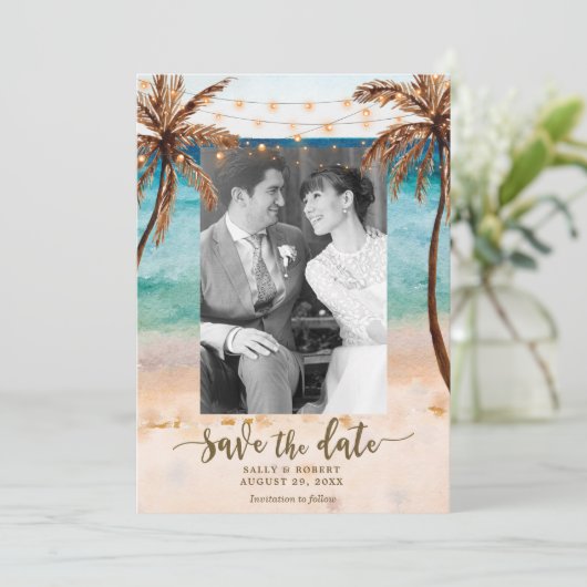 fotostrand tropische bruiloft , met uitzondering v bedankkaart (Staand voorkant)