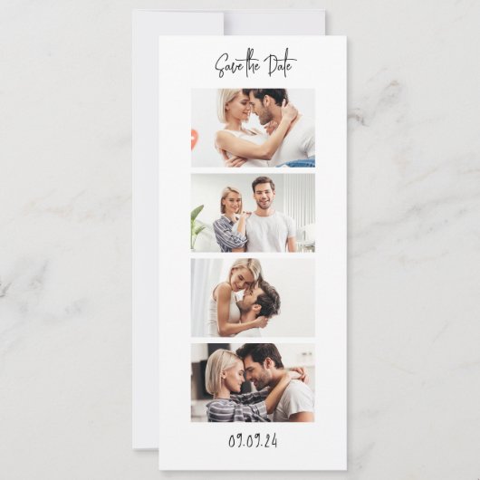 Fotostrip 4 Afbeeldingen QR Code Photobooth Weddin Save The Date (Voorkant)