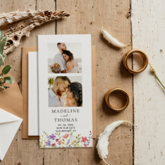 Fotostrip Bloemen Magnetische bruiloft Bewaar de d