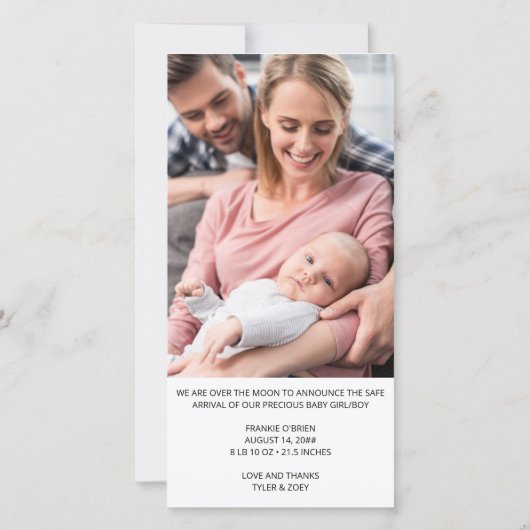 Fotostrip Collage 4 Foto Geboorte Aankondiging (Achterkant)