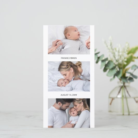 Fotostrip Collage 4 Fotogeboorte Aankondiging (Staand voorkant)